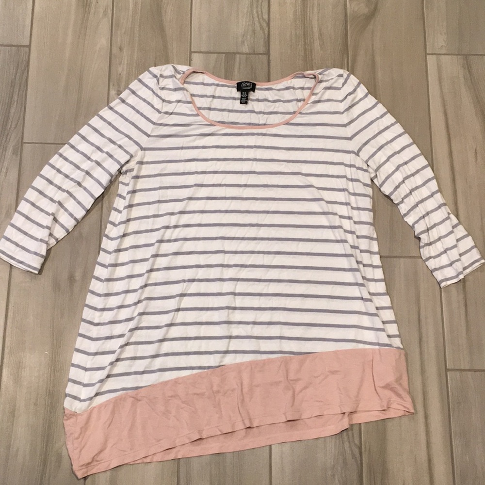 Jones NY 3/4 sleeve striped top XL